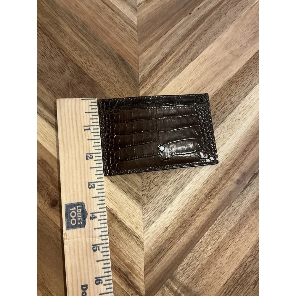 Montblanc Brown Crocodile Embossed Leather Card Holder Wallet With Box EUC